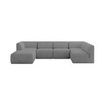 WOHNLANDSCHAFT Ottomane Links MOVO-L 345x180x78 cm Grau Velours - Taupe, Holzwerkstoff/Kunststoff (345/78/180cm) - ALTDECOR