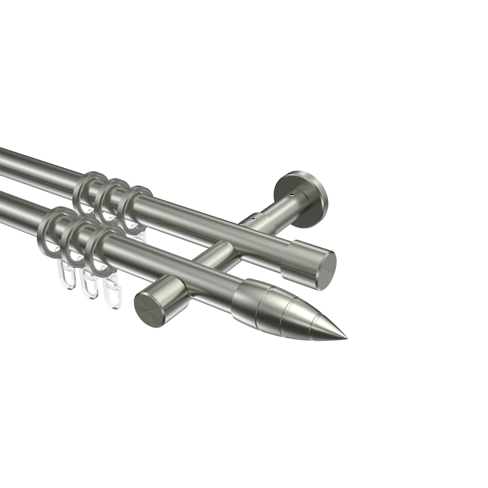 GARDINENSTANGE Prestige Samanto 140 cm, 2-läufig, 20 mm Ø Edelstahl-Optik - Edelstahlfarben, Metall (140cm) - INTERDECO