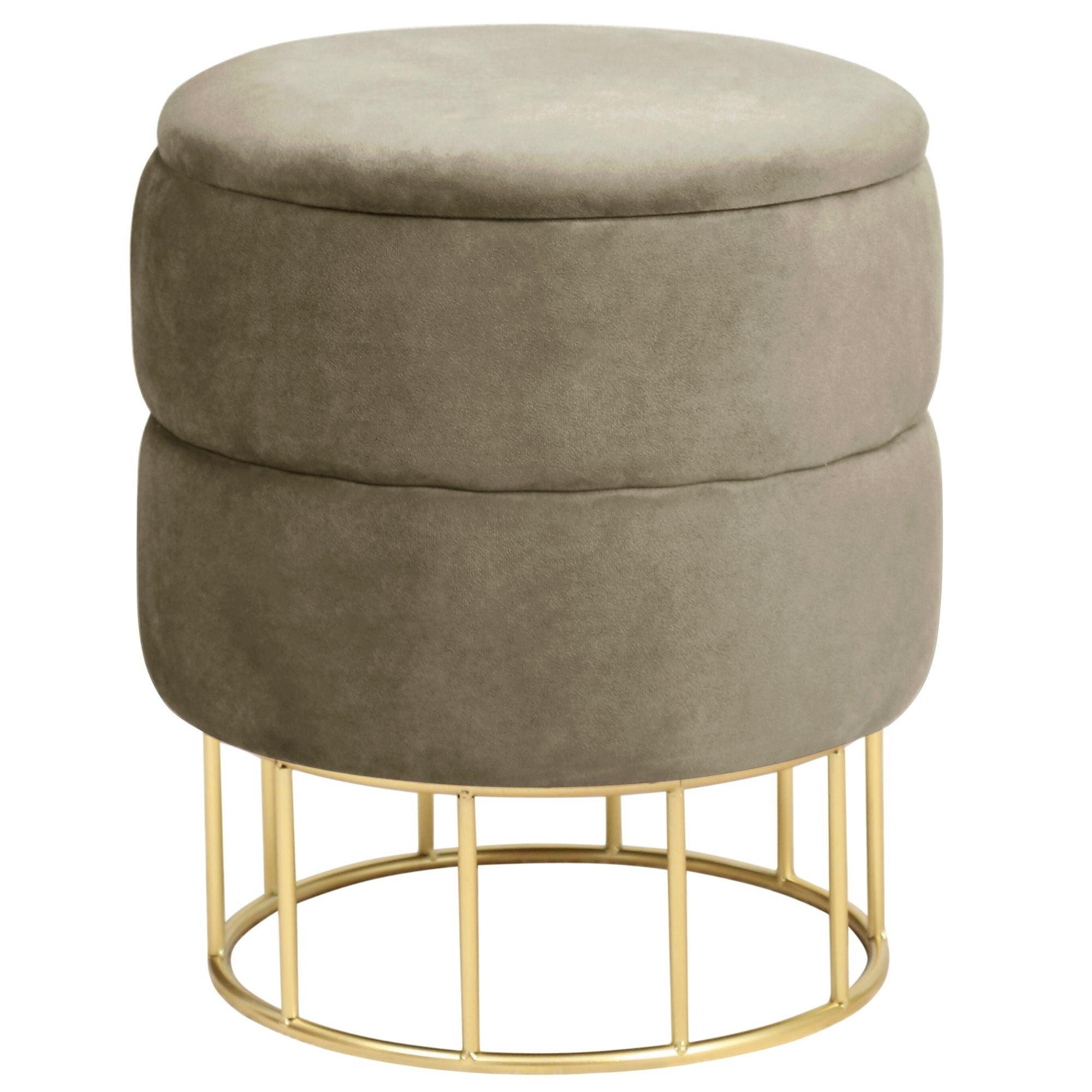 SITZHOCKER mit Stauraum, Polsterhocker Beige 37/42/37 - Beige, Textil (37/42/37cm) - RAUMHIRSCH FURNITURE
