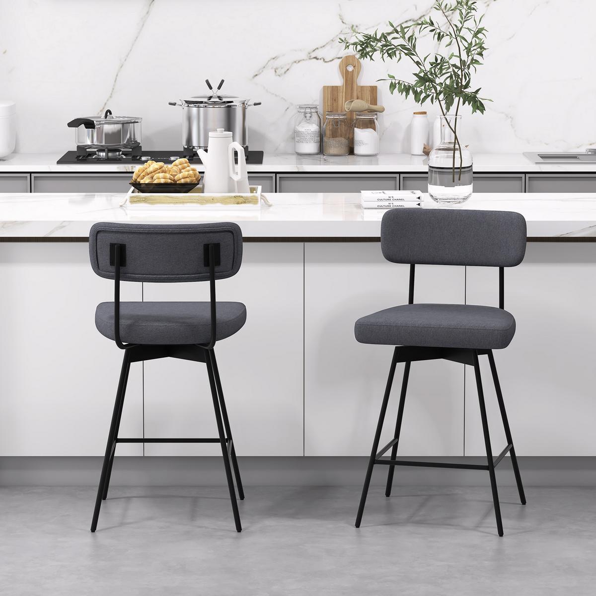 BARHOCKER Grau(2er-Set) - Grau, Metall (51/90.5/47cm) - COSTWAY
