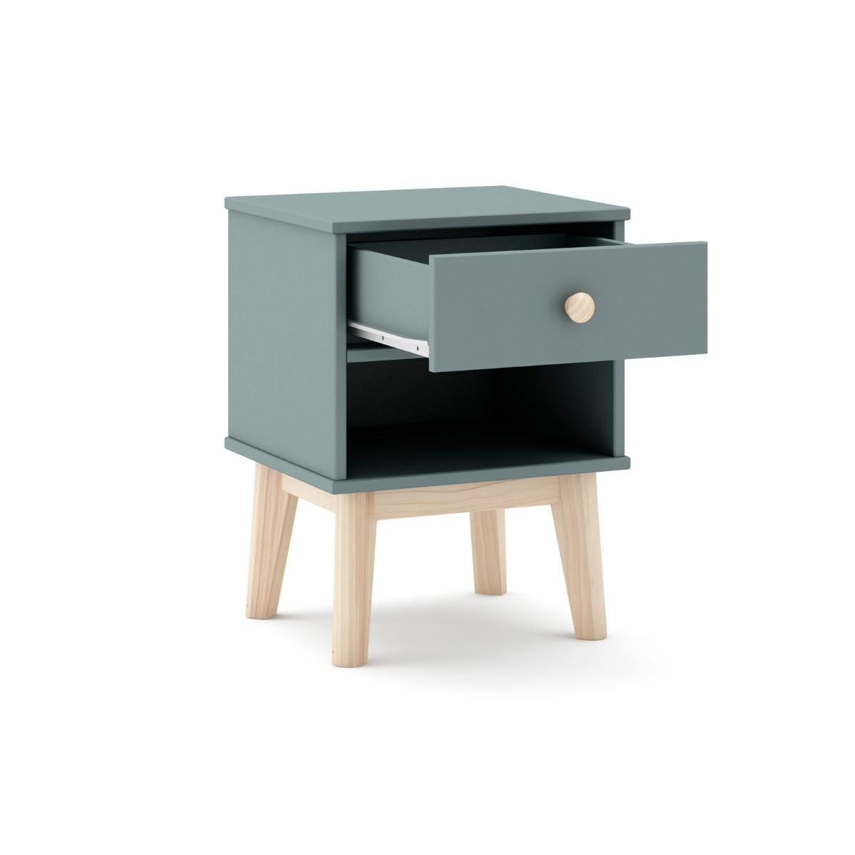 NACHTTISCH mit 1 Schublade und 1 offener Nische, L40 cm 35/40/53,1 cm - Grün, Holzwerkstoff (35/53.1/40cm) - Calicosy