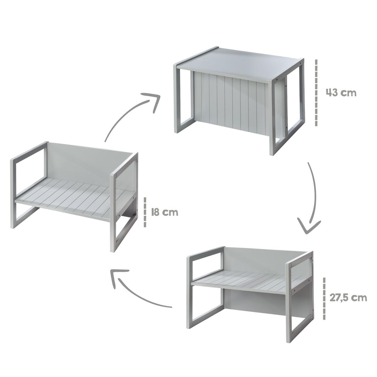 SITZBANK/ TISCH - Grau, Holzwerkstoff (61/44/44.5cm) - Roba