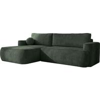 ECKSOFA Marion mit Schlaffunktion & Bettkasten in Chenille Dunkelgrün, Links 267/154/83 cm - Dunkelgrün/Schwarz, Kunststoff/Textil (267/154cm) - WFL GROUP