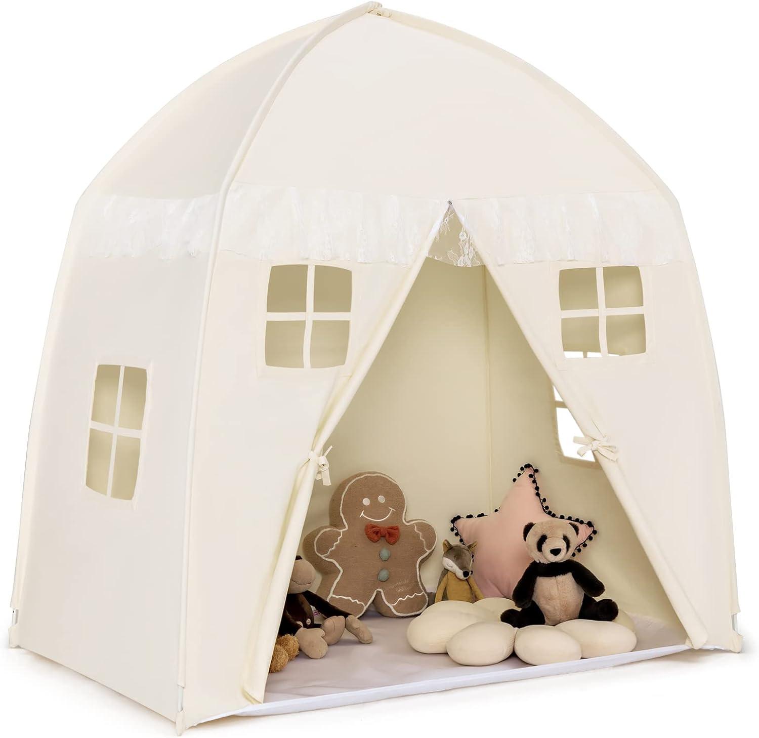 KINDERZELT 155cm Beige - Beige, Textil (143/155/100cm) - COSTWAY