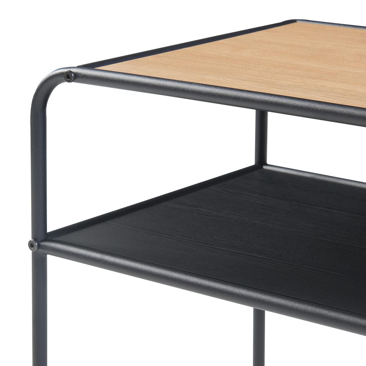 BEISTELLTISCH Krødsherad - Eichefarben/Schwarz, Holzwerkstoff/Metall (36/51/55cm) - [en.casa]