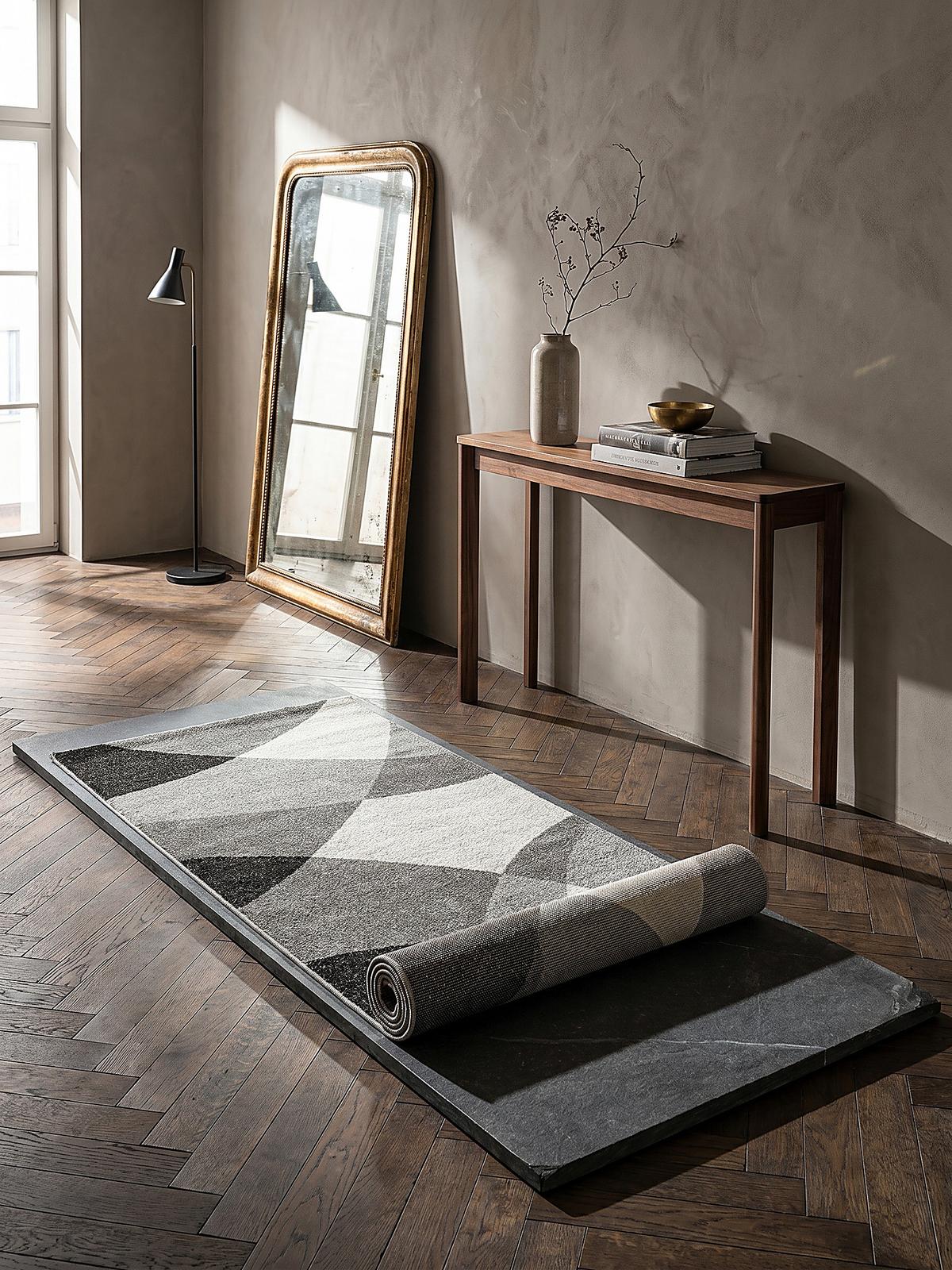 TEPPICH Niederflor Abstrakt THUR Polypropylen Grau 80 x 140 cm - Grau, Textil (80/140cm) - KADIMA DESIGN