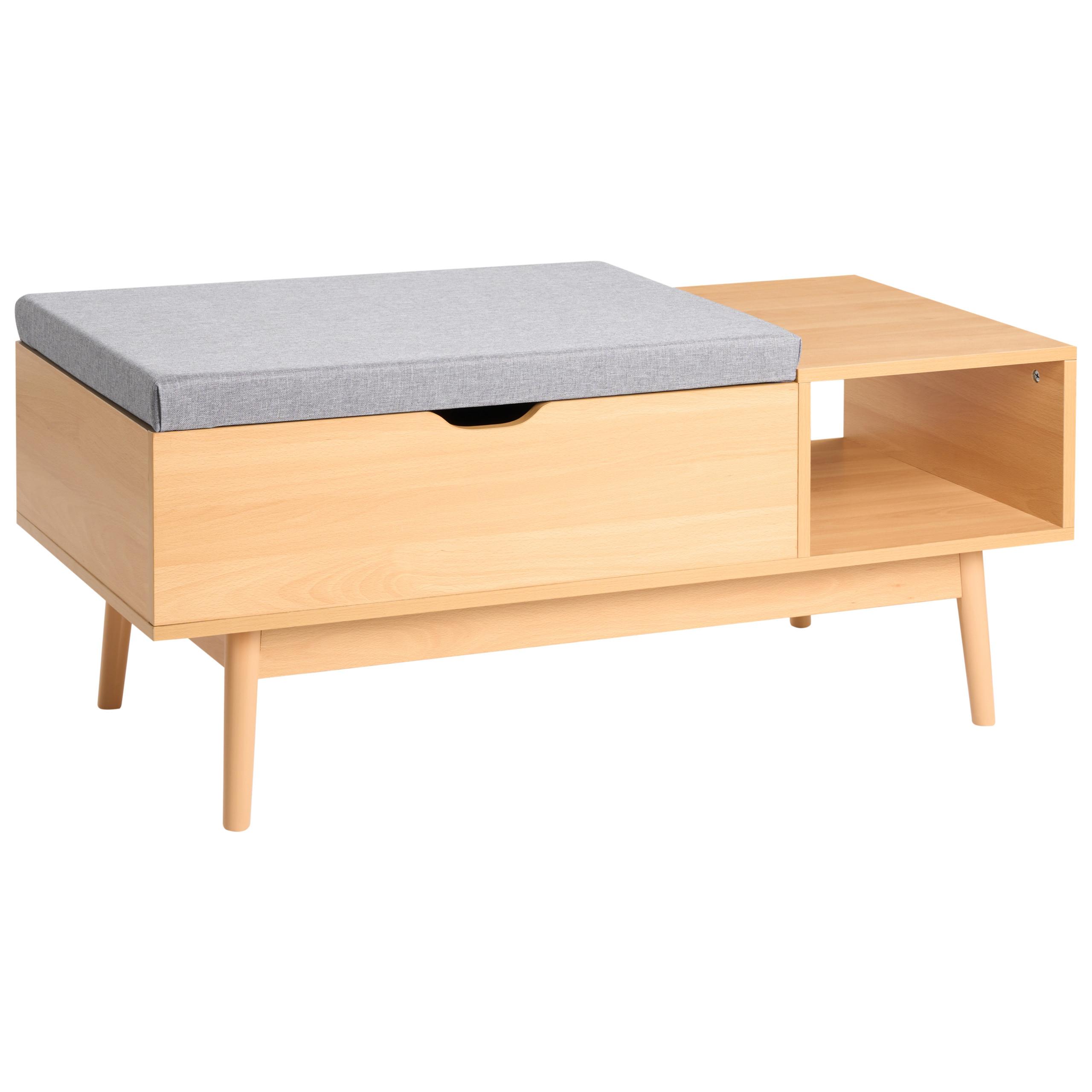 SCHUHBANK Hellbraun Bourke - Hellbraun/Braun, Holzwerkstoff (110/43/46cm) - Beliani