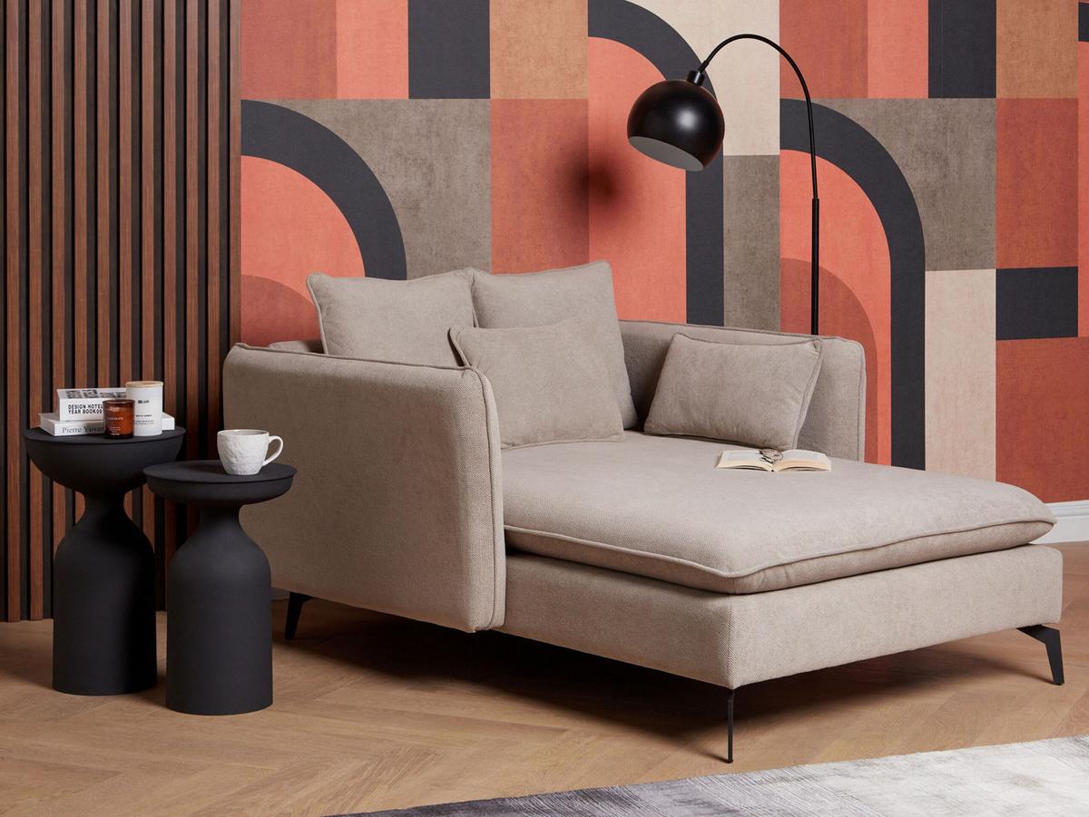 XXL-SESSEL taupe/schwarz Charmes - Taupe/Schwarz, Textil (124/72/159cm) - Beliani