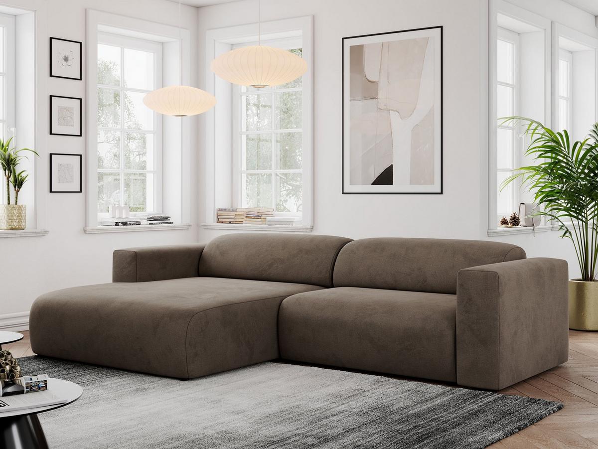 OFERTA WYCOFANA ECKSOFA PASADENA Braun Velvet Links Seite - Schwarz/Braun, Kunststoff/Textil (180/288cm) - MKS