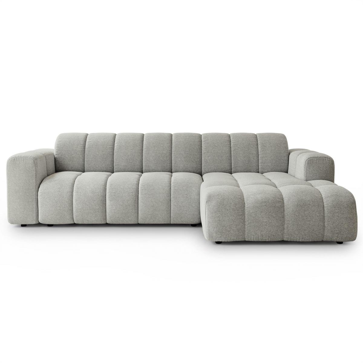 ECKSOFA SETIA Hellgrau Strukturstoff mit Schlaffunktion - Hellgrau, Holz (304/165cm) - MASSENO