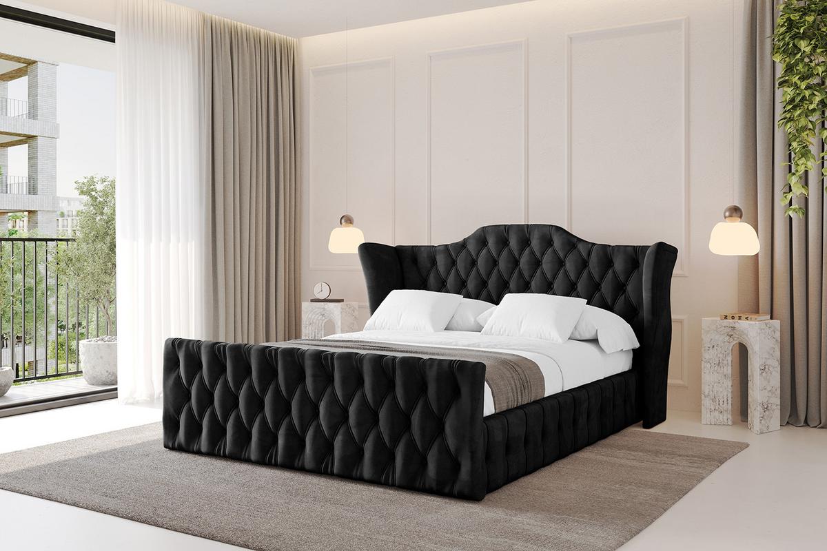 POLSTERBETT mit Bettkasten, Fußteil und Lattenrost, Boxbett mit Matratze H3/H4 - MODY-Z 120x200 Schwarz - Schwarz, Holzwerkstoff/Textil (120/200cm) - ALTDECOR