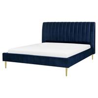 POLSTERBETT 160/200cm Marineblau Marville - Blau, Textil (160/200cm) - Beliani
