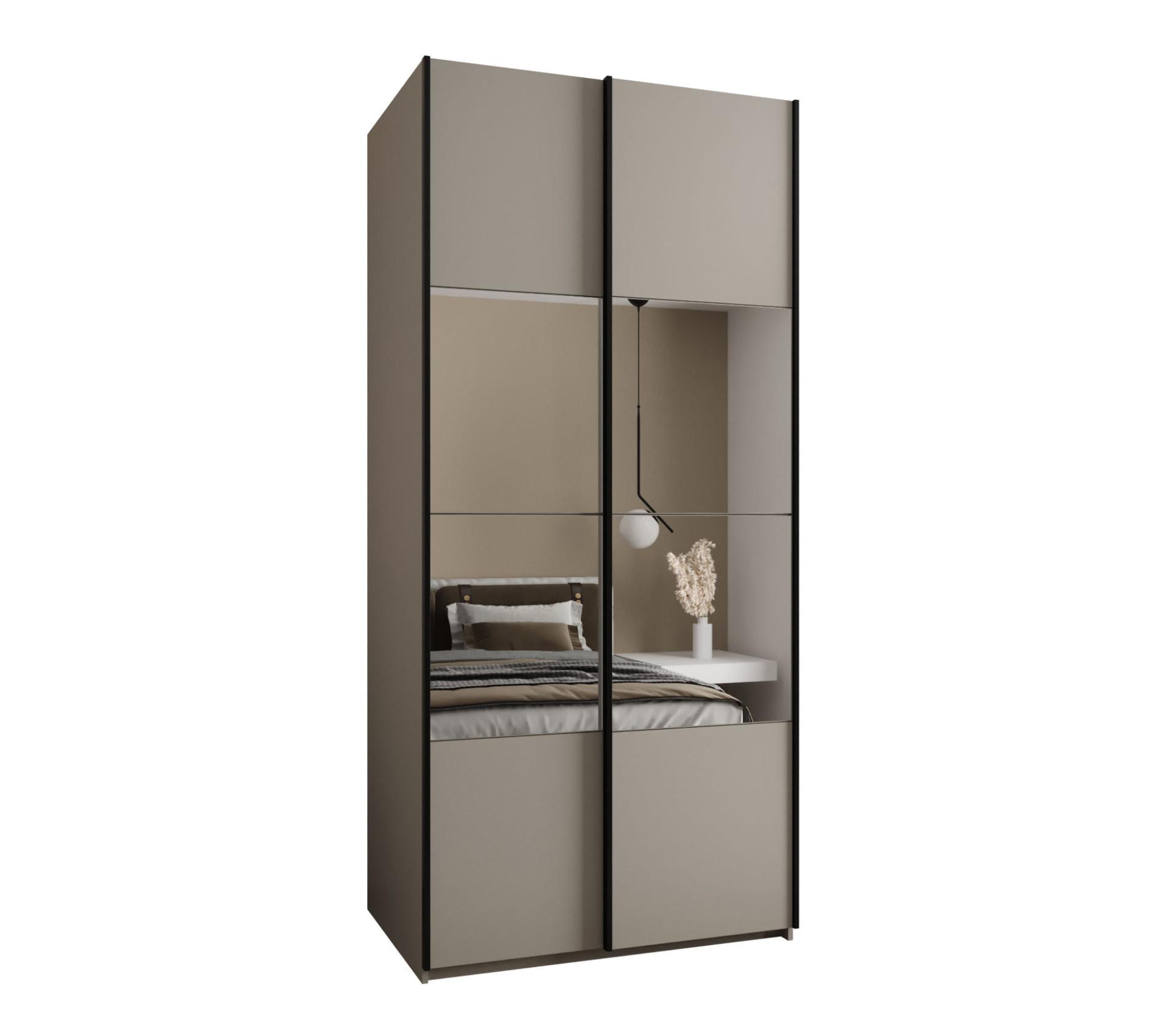 SCHWEBETÜRENSCHRANK 245,5/110/64 2-türig - Kaschmir/Schwarz, Holz/Metall (110/245/64cm) - Abiks Möbel