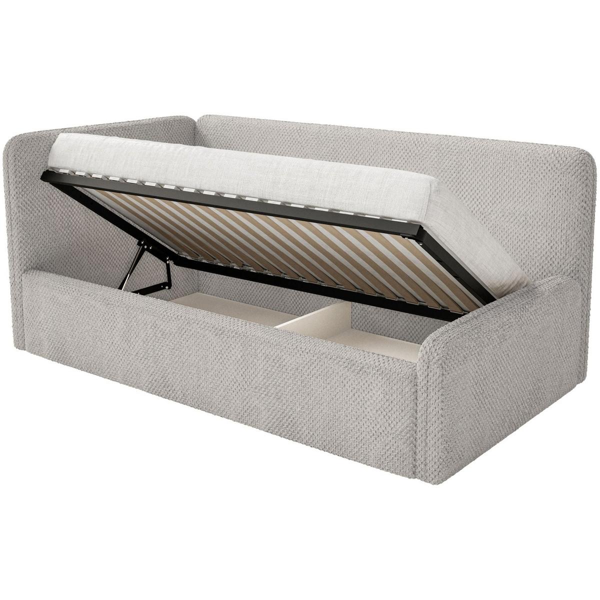 JUGENDBETT Fanko Plüsch Graubeige 90x200 cm - Taupe/Schwarz, Kunststoff/Textil (90/200cm) - Selsey