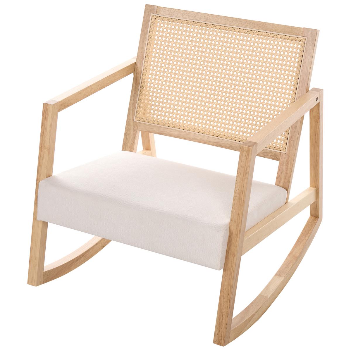 SCHAUKELSESSEL Holz Hellbraun/Hellbeige Leidy - Beige/Braun, Textil (66/75/76cm) - Beliani