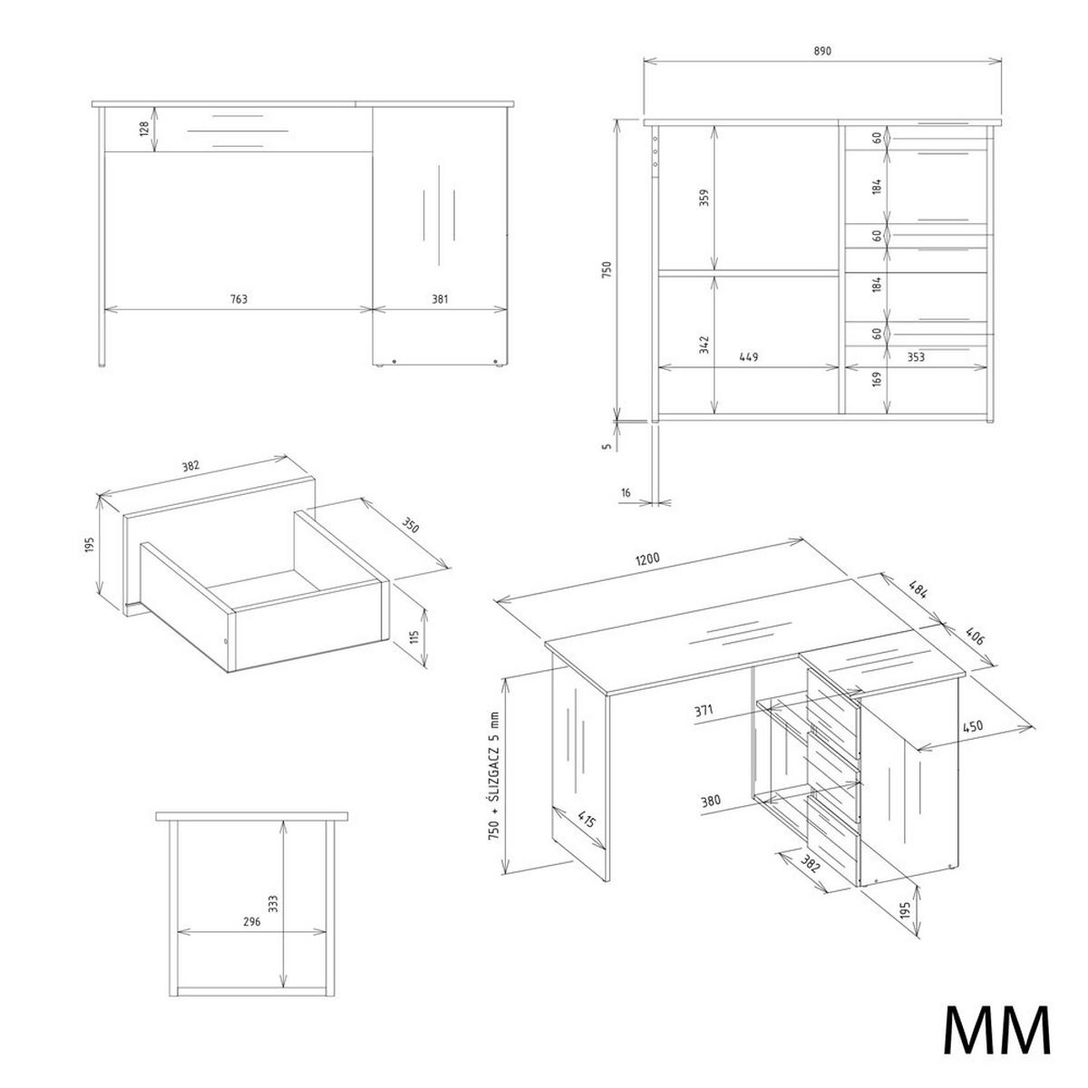 SCHREIBTISCH Weiß, Artisan Eiche 120/75/49 - Weiß/Eiche Artisan, Holzwerkstoff (90/50/75cm) - RAUMHIRSCH FURNITURE