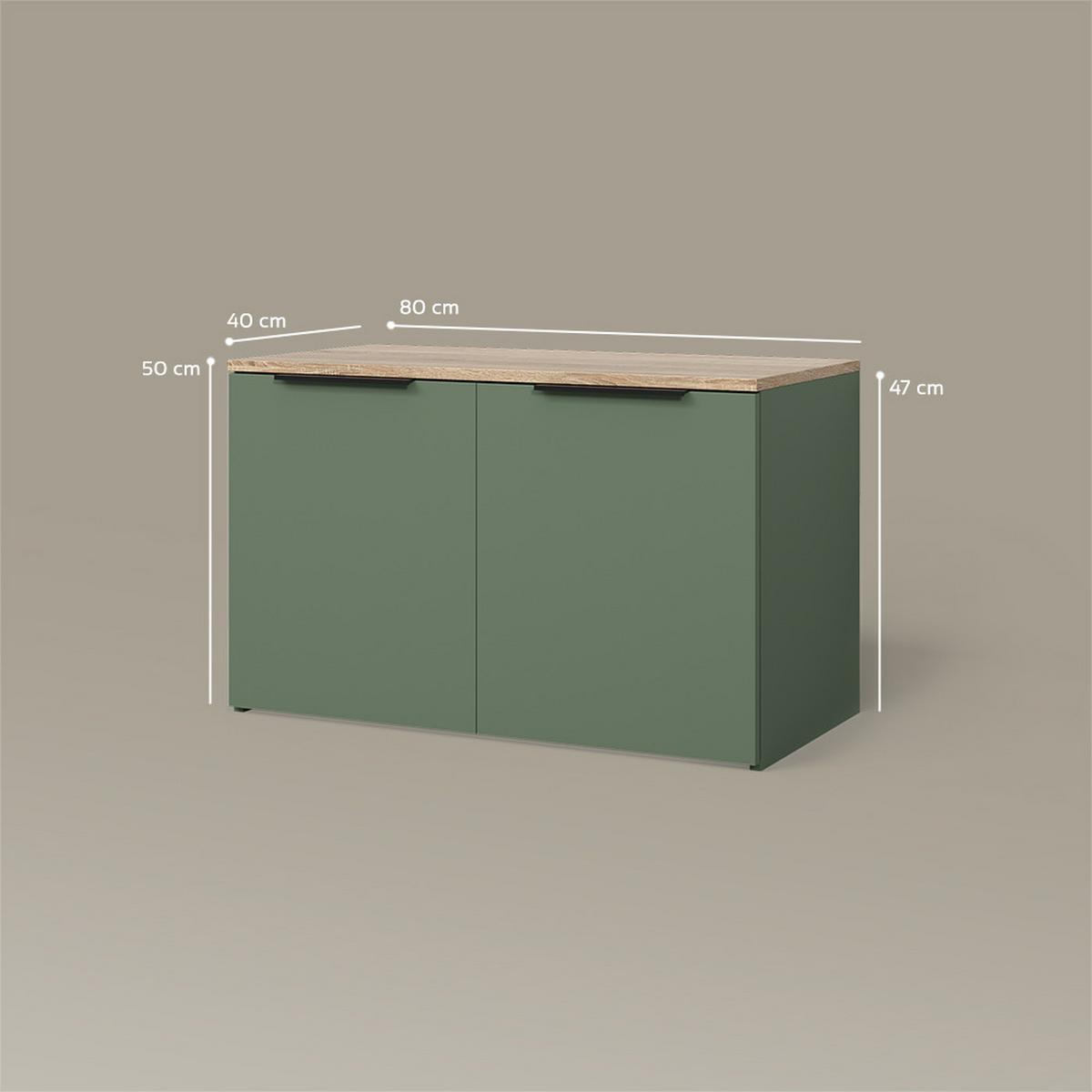 WOHNWAND Piave Grün 2 Teile - Grün, Holzwerkstoff (80/50/40cm) - Livinity®