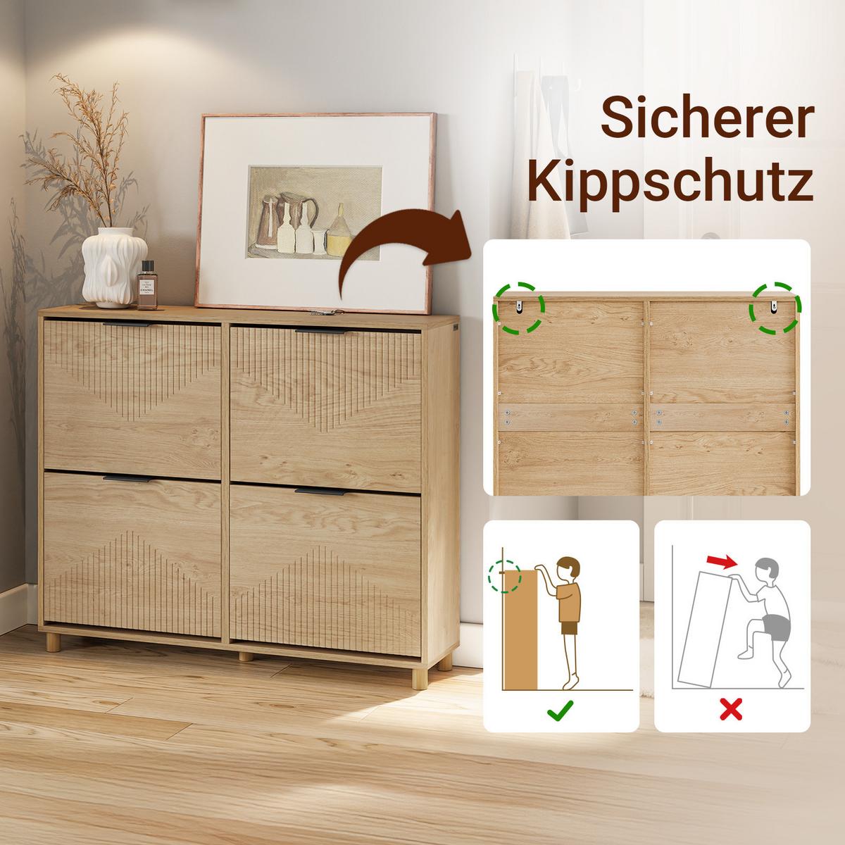 SCHUHSCHRANK schmal, 100x24x83cm - Eichefarben, Holzwerkstoff (100/83/24cm) - SoBuy