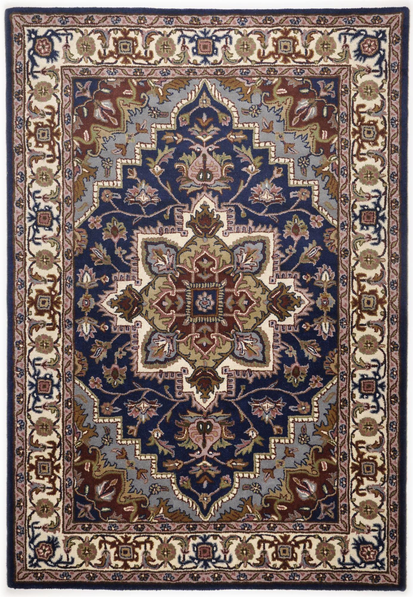 HANDTUFTTEPPICH Royal Heriz 60x90 cm - Blau, Textil (60/90cm) - THEKO