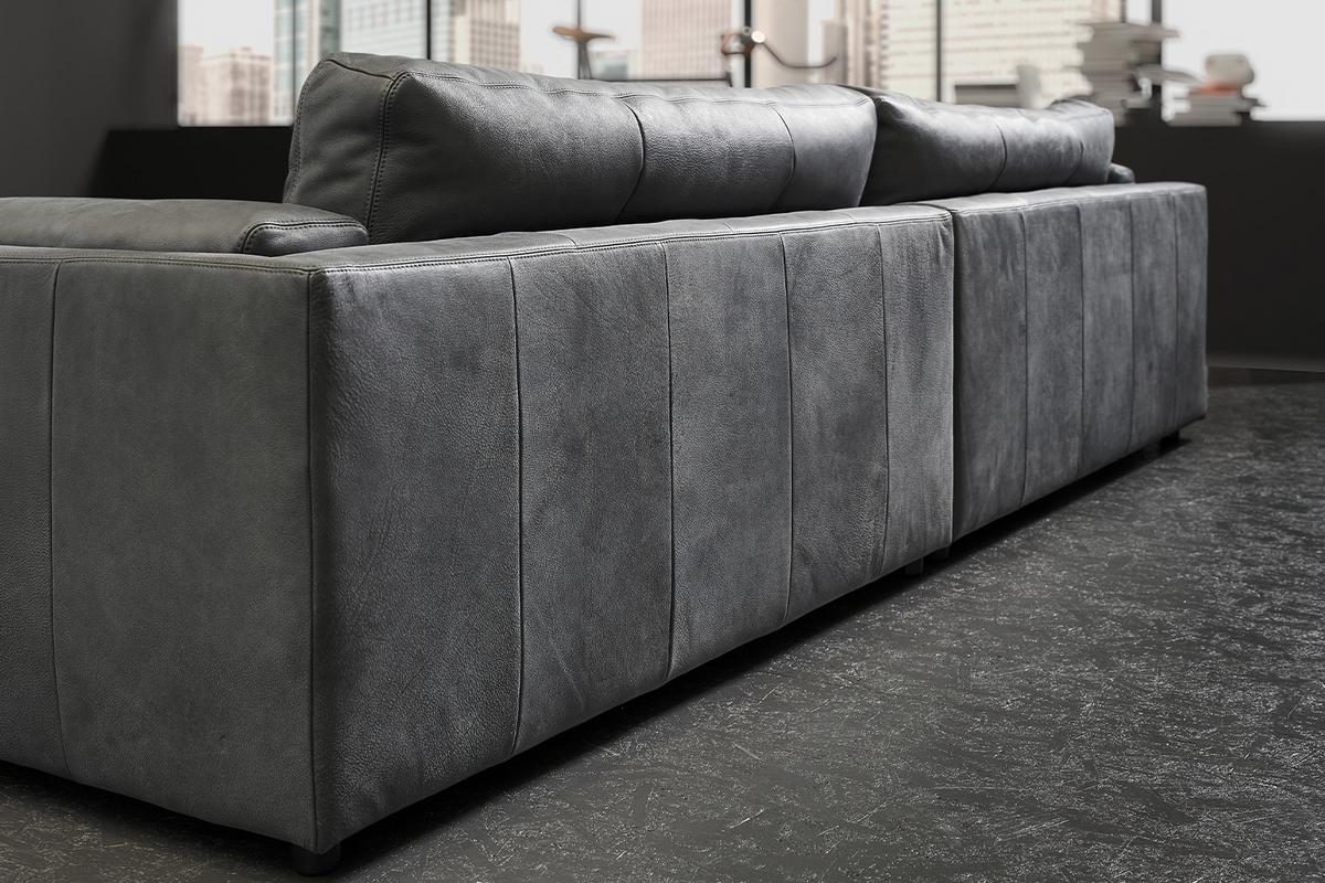 BIG SOFA RAINA Anthrazit Leder - Anthrazit/Schwarz, Leder/Kunststoff (254/85/150cm) - KAWOLA