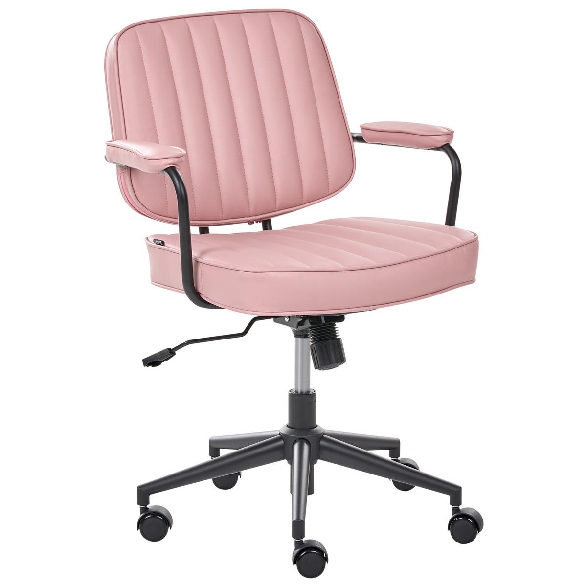 SCHREIBTISCHSTUHL Kunstleder Pastellrosa Berne - Pink, Kunststoff (60/80/60cm) - Beliani