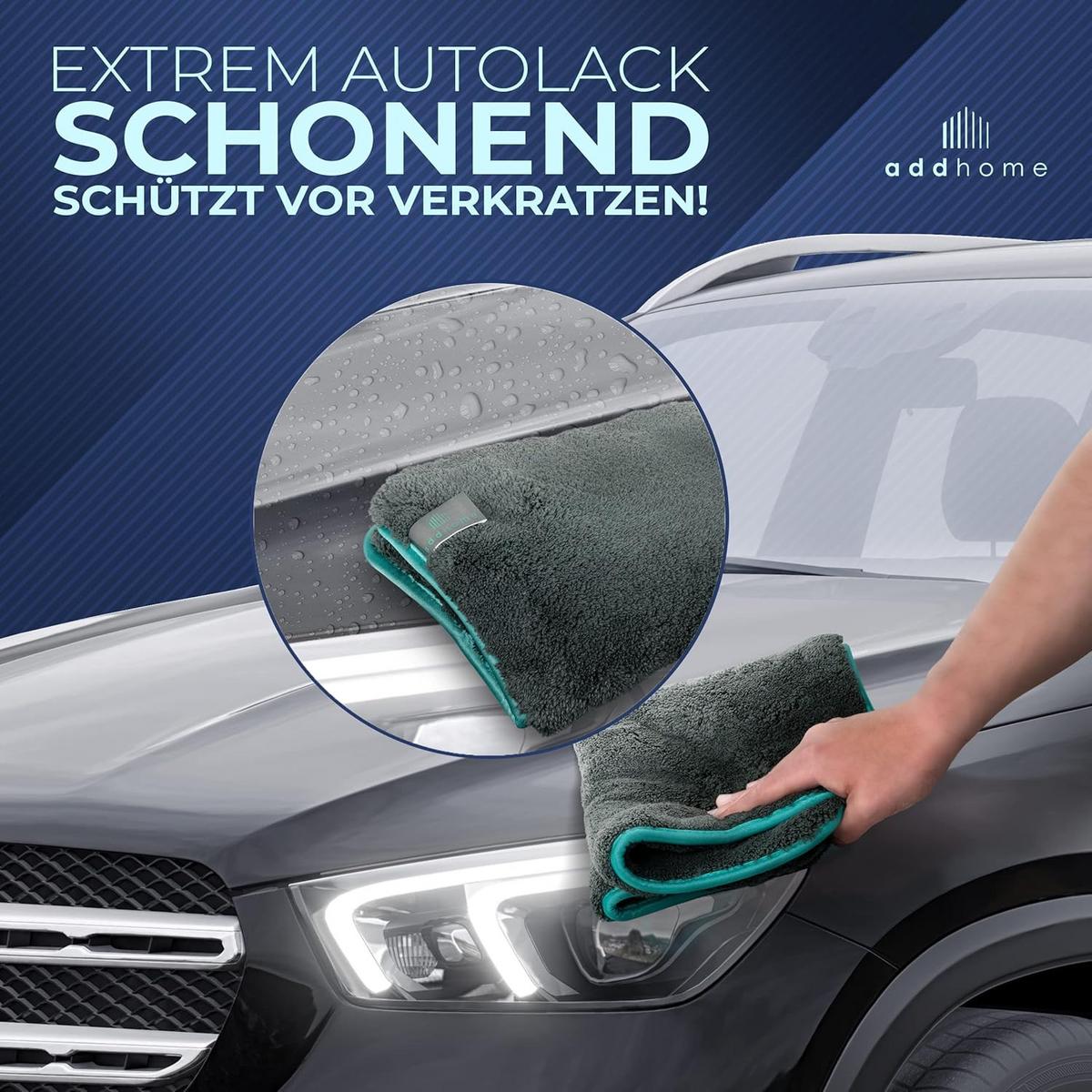 AUTO-MIKROFASERTUCH 3 Tücher plus 1 Handschuh - Multicolor, Textil (40/40cm) - addhome