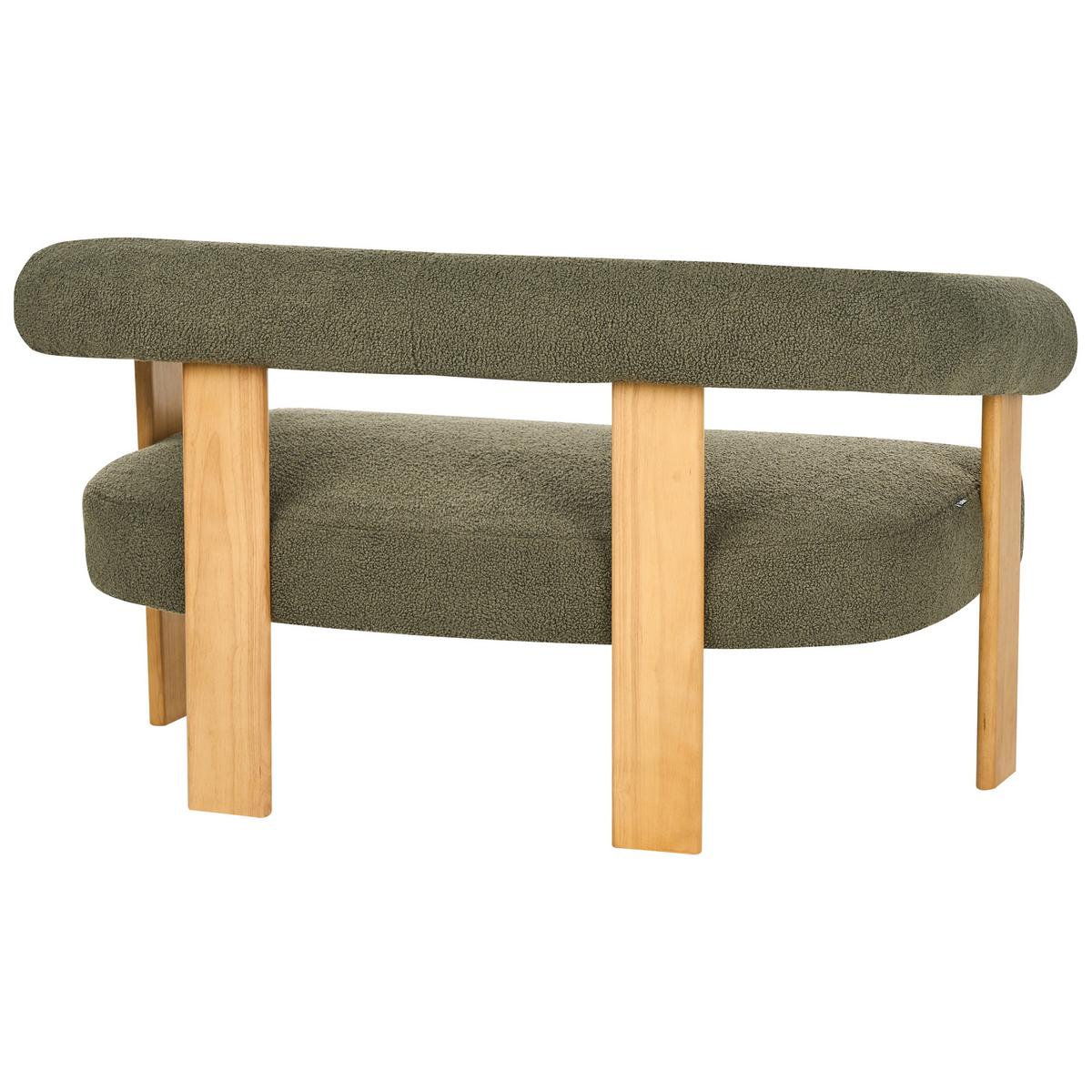 SOFA-SET Bouclé Grün/Hellbraun Ilbro - Olivgrün/Braun, Textil (138/76/68cm) - Beliani