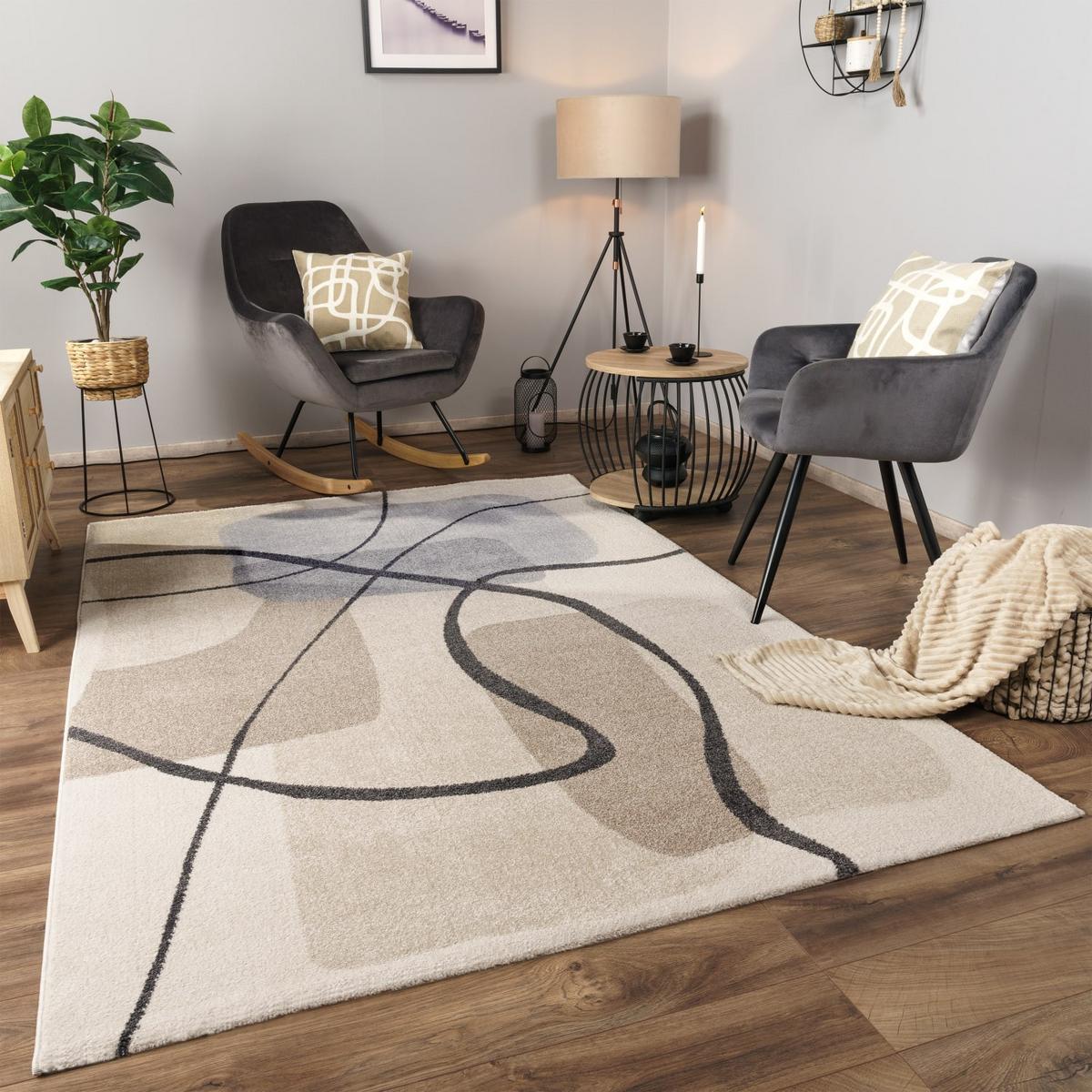 KURZFLORTEPPICH, abstrakt, aus Polypropylen, Creme, 200 x 290 cm - Beige, Textil (290/200cm) - KADIMA DESIGN