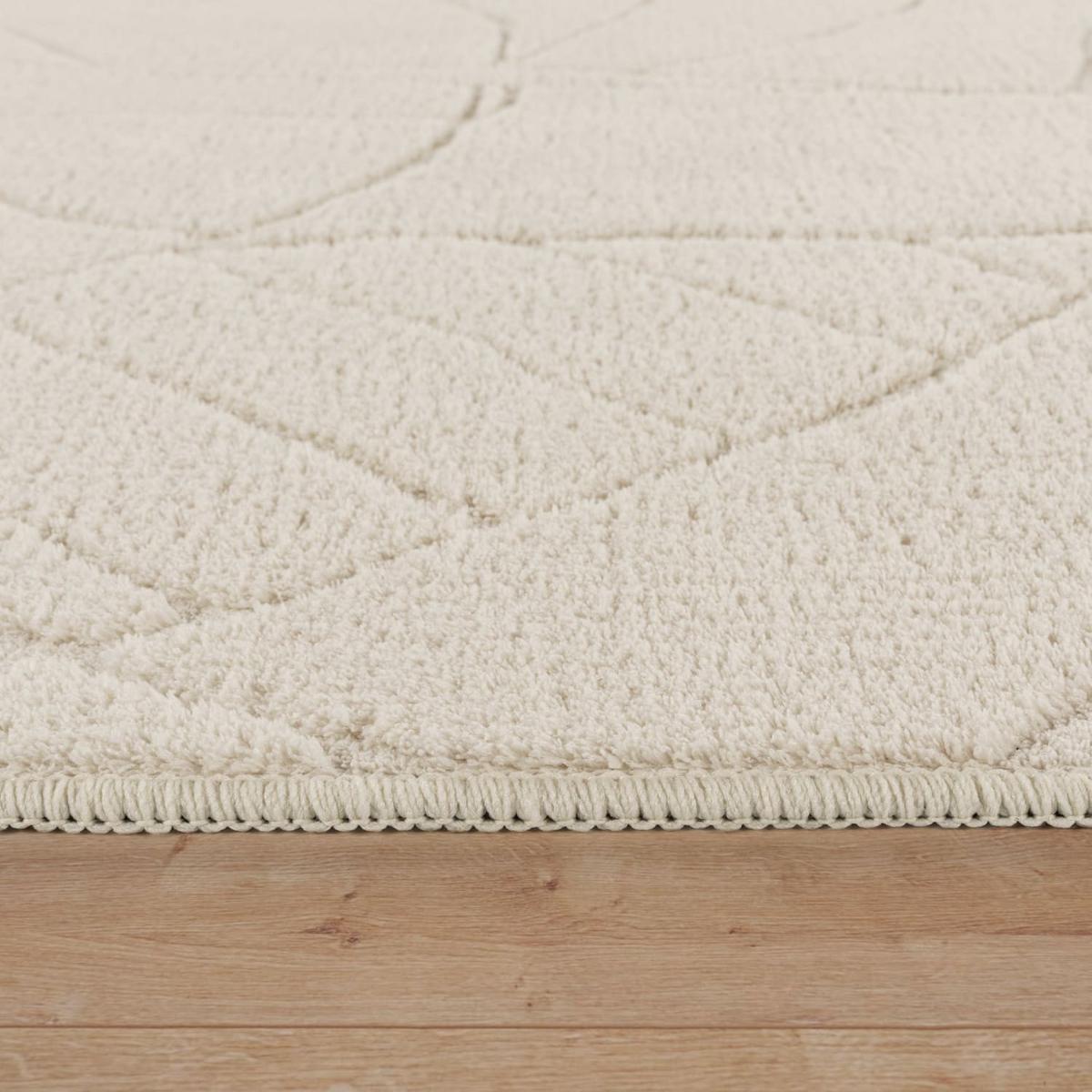 KURZFLORTEPPICH, mit Struktur, aus Polyester, Florhöhe 12 mm, Creme, 80 x 150 cm - Beige, Textil (150/80cm) - KADIMA DESIGN