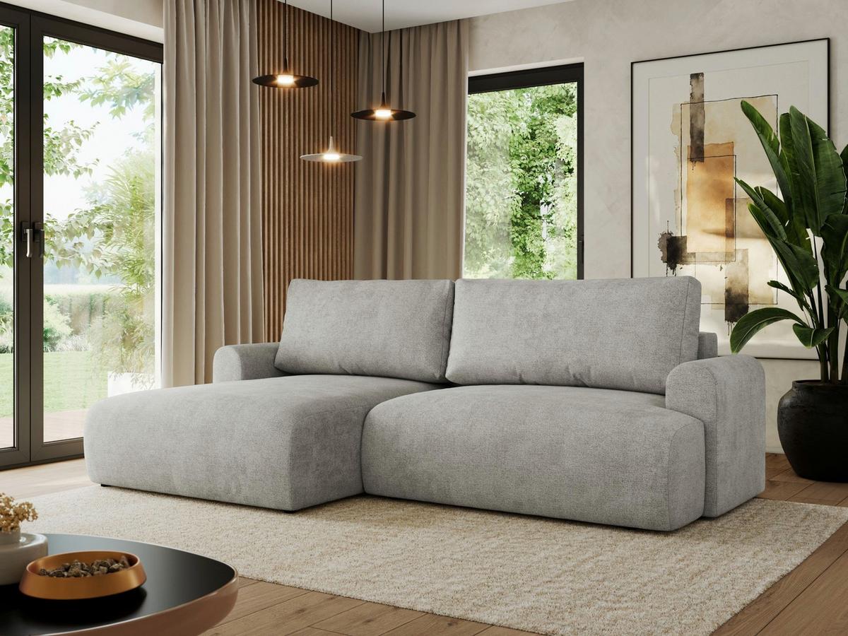 ECKSCHLAFSOFA TONO L Hellgrau Struktur - links - Hellgrau/Schwarz, Kunststoff/Textil (260/150cm) - MKS