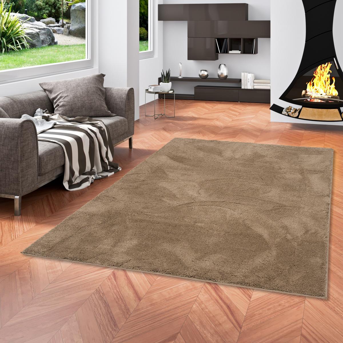 HOCHFLOR LANGFLOR SUPER SOFT TEPPICH SILKY - Taupe, Textil (80/150cm) - Pergamon