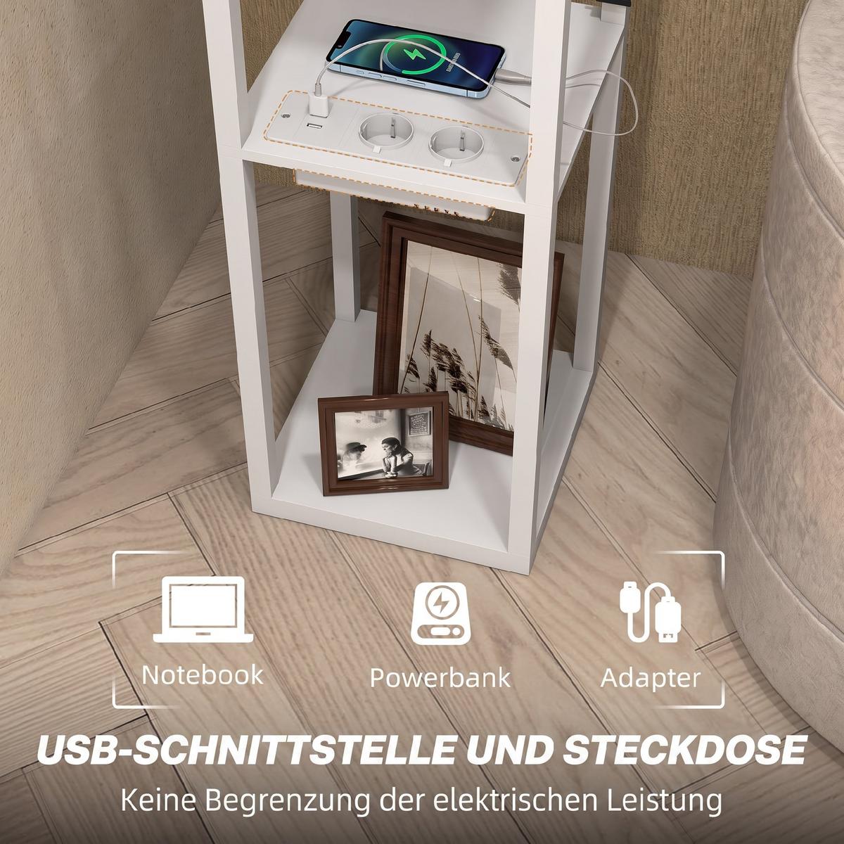 STEHLAMPE MDF Kunststoff Weiß - Weiß, Holzwerkstoff (26/26/159cm) - HOMCOM