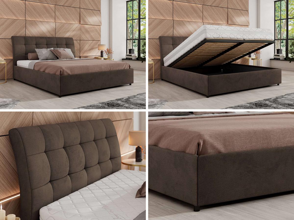 POLSTERBETT GALA CLASSIC 160/200 - Braun Velvet - Multipocket-Matratze - Braun, Textil (160/200cm) - MKS