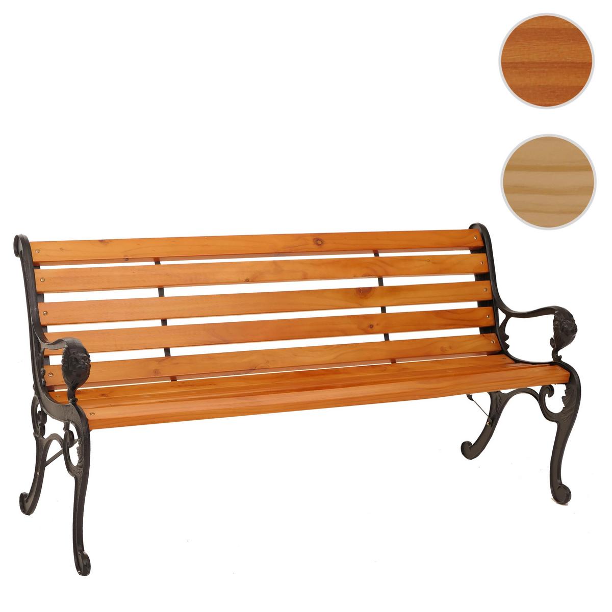 GARTENBANK Schwarz, Teak Dekor - Schwarz/Teakfarben, Holz (164/78/35cm) - MCW