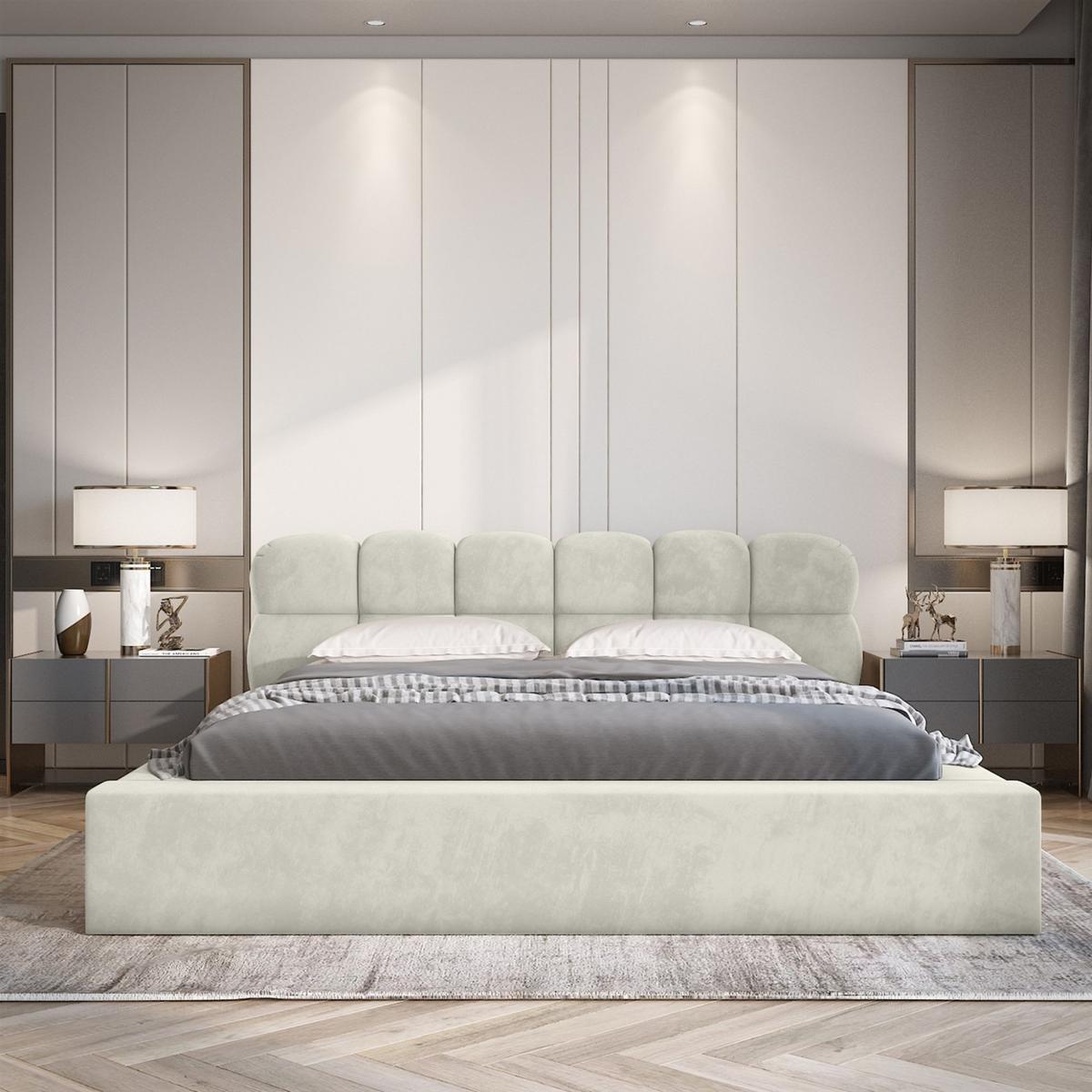 POLSTERBETT Grove In Ditra - Creme, Holzwerkstoff/Textil (180/200cm) - Fun Möbel