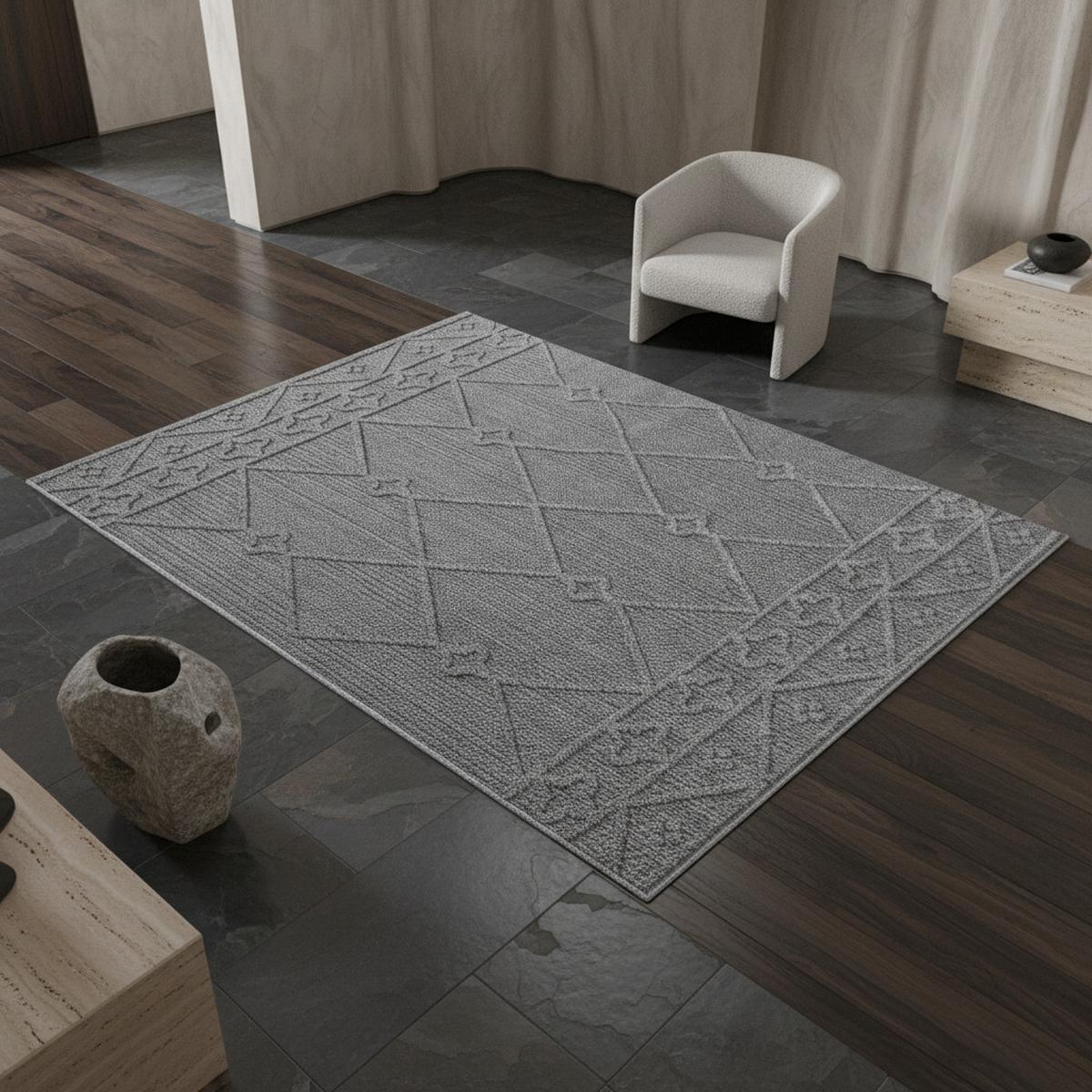 TEPPICH Outdoor IMST in Grau, im Berber-Stil, 120 x 170 cm - Grau, Textil (170/120cm) - KADIMA DESIGN