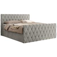 BOXBETT MIREN DUO 120/200 - Hellgrau Strukture - H4 - Hellgrau, Holz/Textil (120/200cm) - MKS