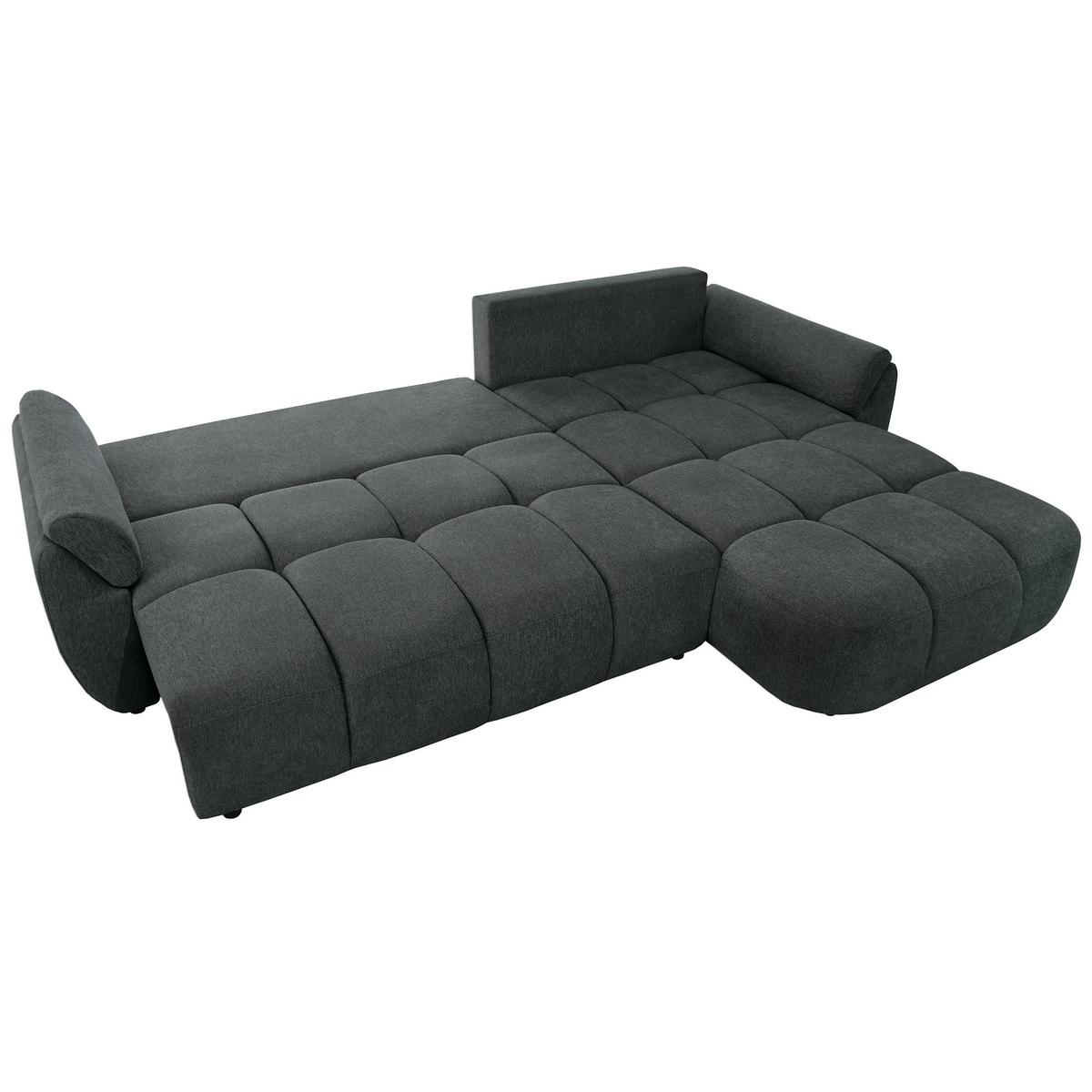 ECKSOFA Massimo, universelle Eckschlafsofa 280 cm mit Schlaffunktion und Bettkasten, Anthrazit - Anthrazit, Textil (283/204cm) - Beautysofa