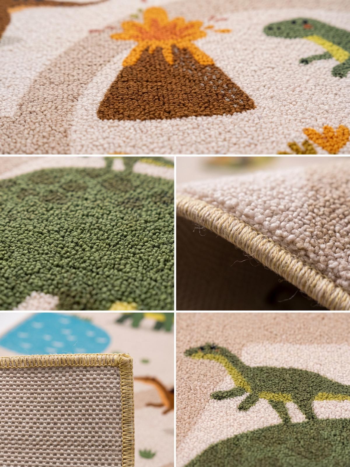 SPIELTEPPICH Waschbar TINO in Beige, mit Dino-Landschaft, Ø 120 cm - Beige, Textil (120/120cm) - KADIMA DESIGN