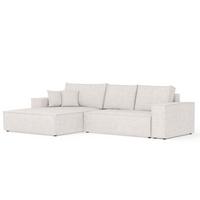 ECKSOFA TAURI mit Schlaffunktion Hellbeige im Neve Stoff - Sandfarben/Schwarz, Holz/Holzwerkstoff (294/185cm) - AltaBeds