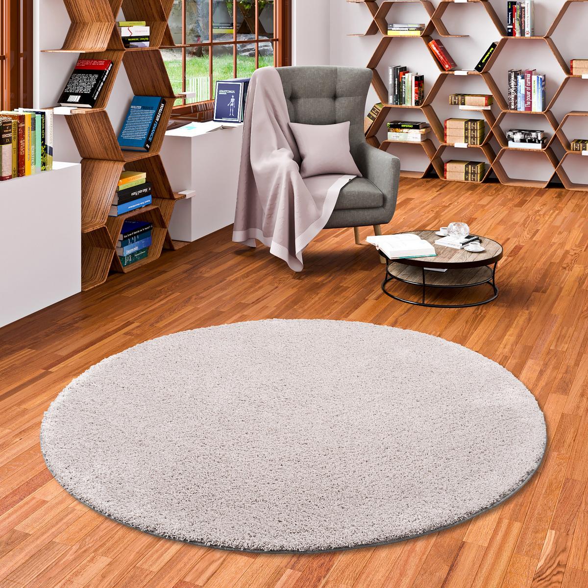 HOCHFLOR SHAGGY TEPPICH PALACE RUND - Grau, Textil (133/133cm) - Snapstyle
