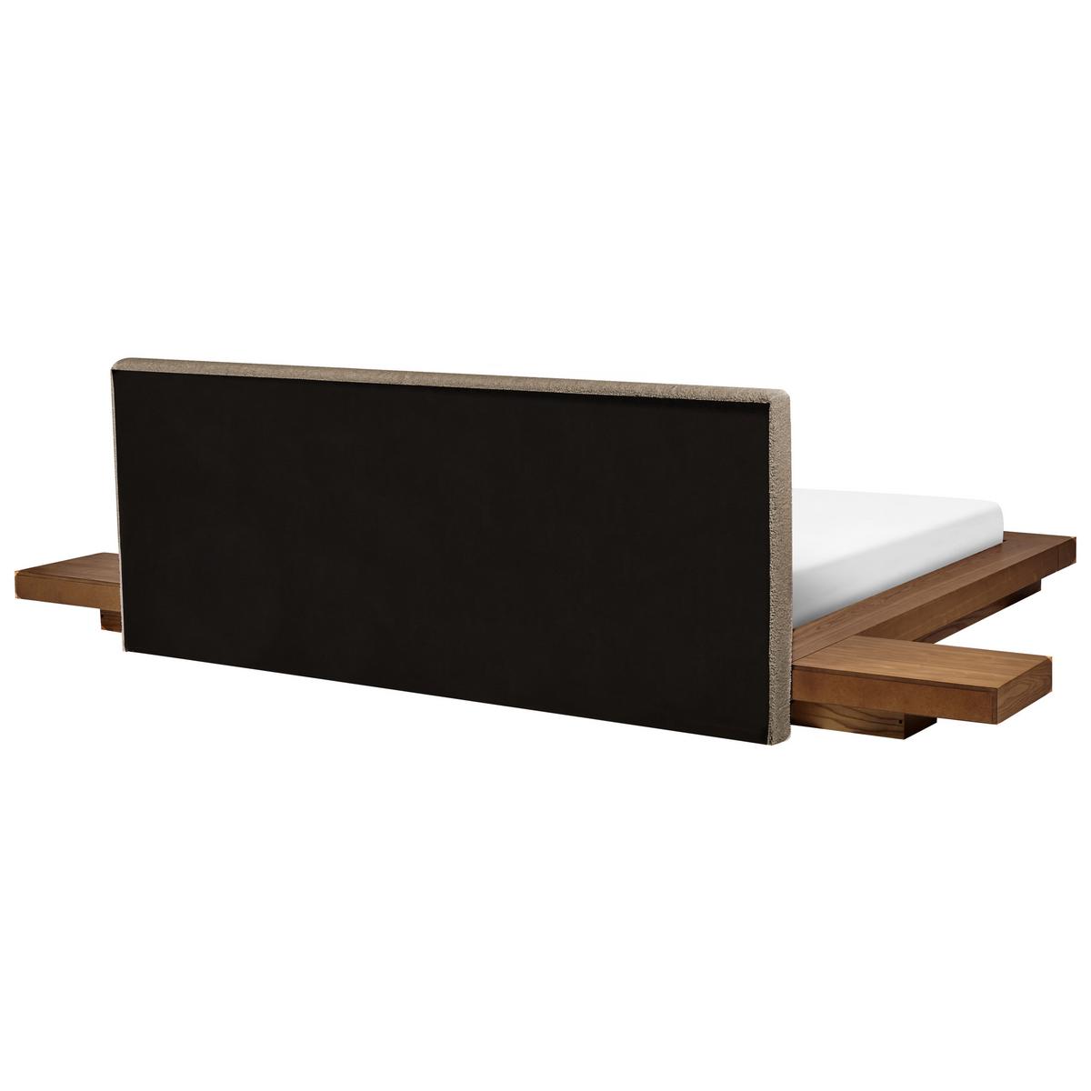 BETT mit LED 180/200 cm MDF-Platte Hellbraun Zen - Hellbraun, Holz (180/200cm) - Beliani