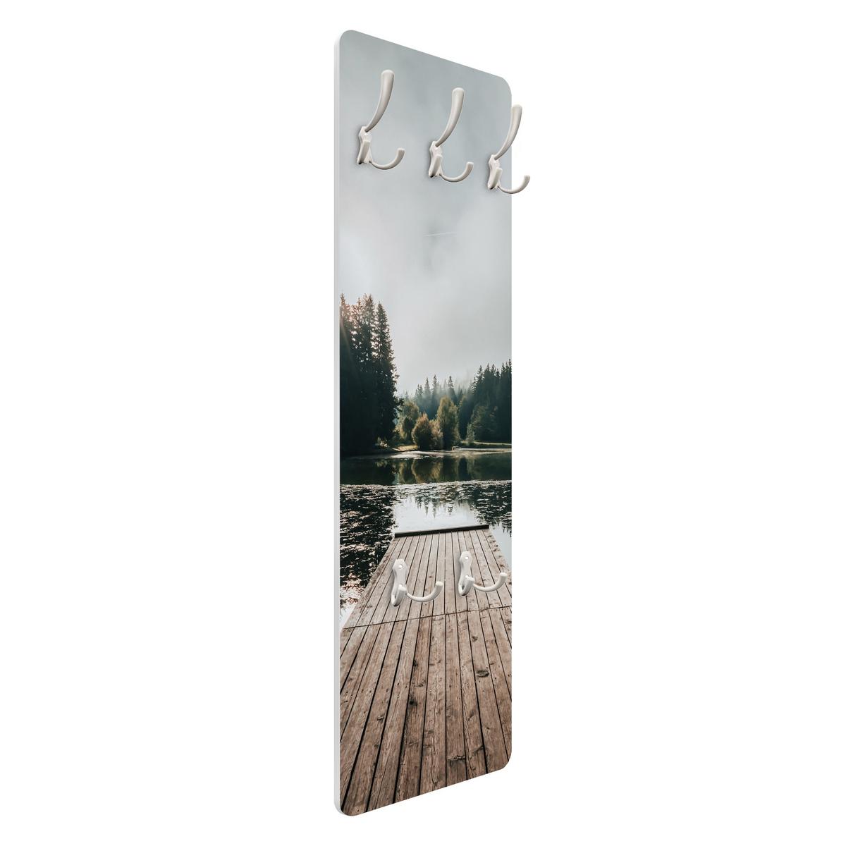 WANDGARDEROBE - Steg am Waldsee 34/105 cm - Grün, Holzwerkstoff (34/105/1.6cm) - Bilderwelten