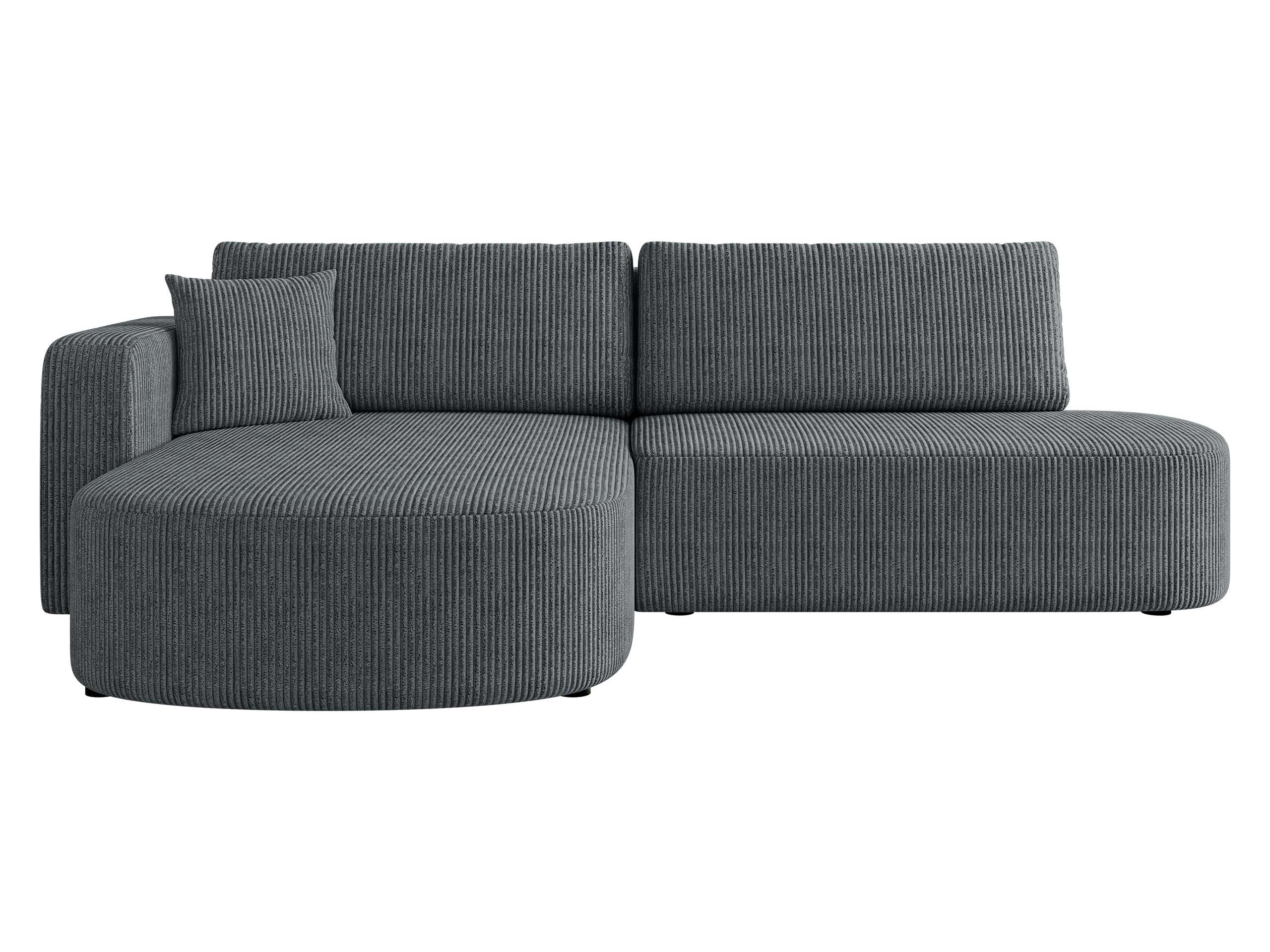 ECKSOFA Zerte Cord, Seite: Links - Graphitfarben/Schwarz, Holz/Kunststoff (252/175cm) - MIRJAN24
