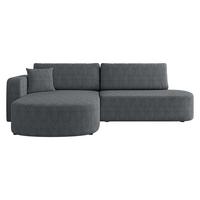 ECKSOFA Zerte Cord, Seite: Links - Graphitfarben/Schwarz, Holz/Kunststoff (252/175cm) - MIRJAN24