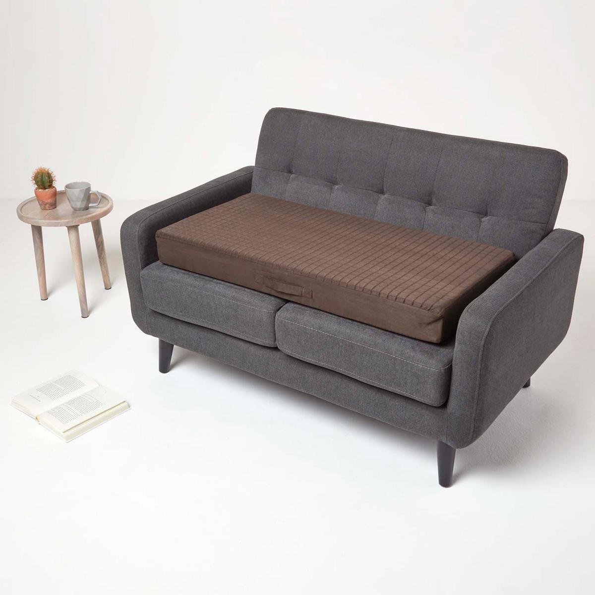 SOFA-AUFLAGE braun 100/50/10 cm – Velours-Sitzkissen orthopädisch - Braun, Textil (100/50/10cm) - Homescapes