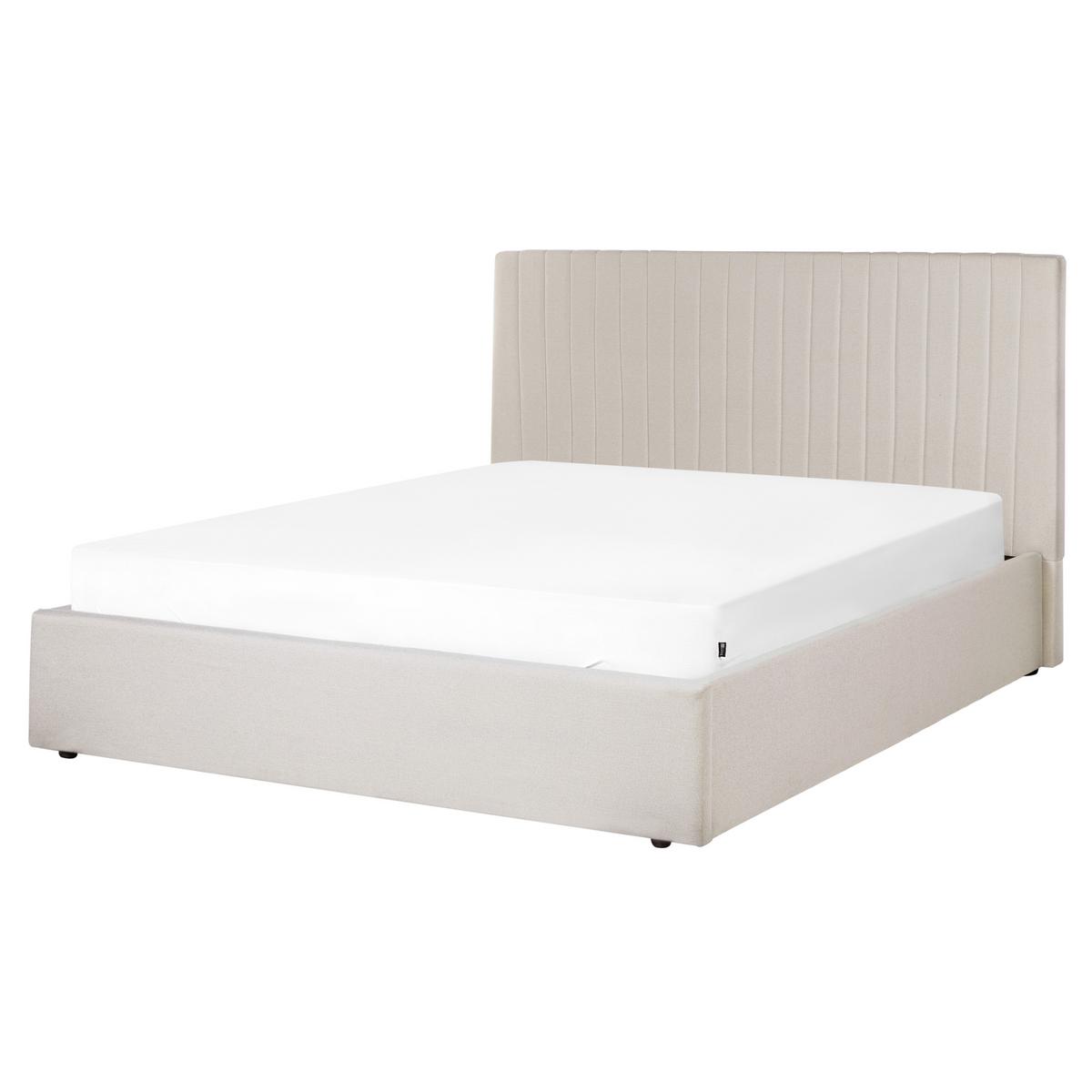BETT mit Stauraum 160/200 cm Stoff Hellbeige Vion - Beige, Textil (160/200cm) - Beliani