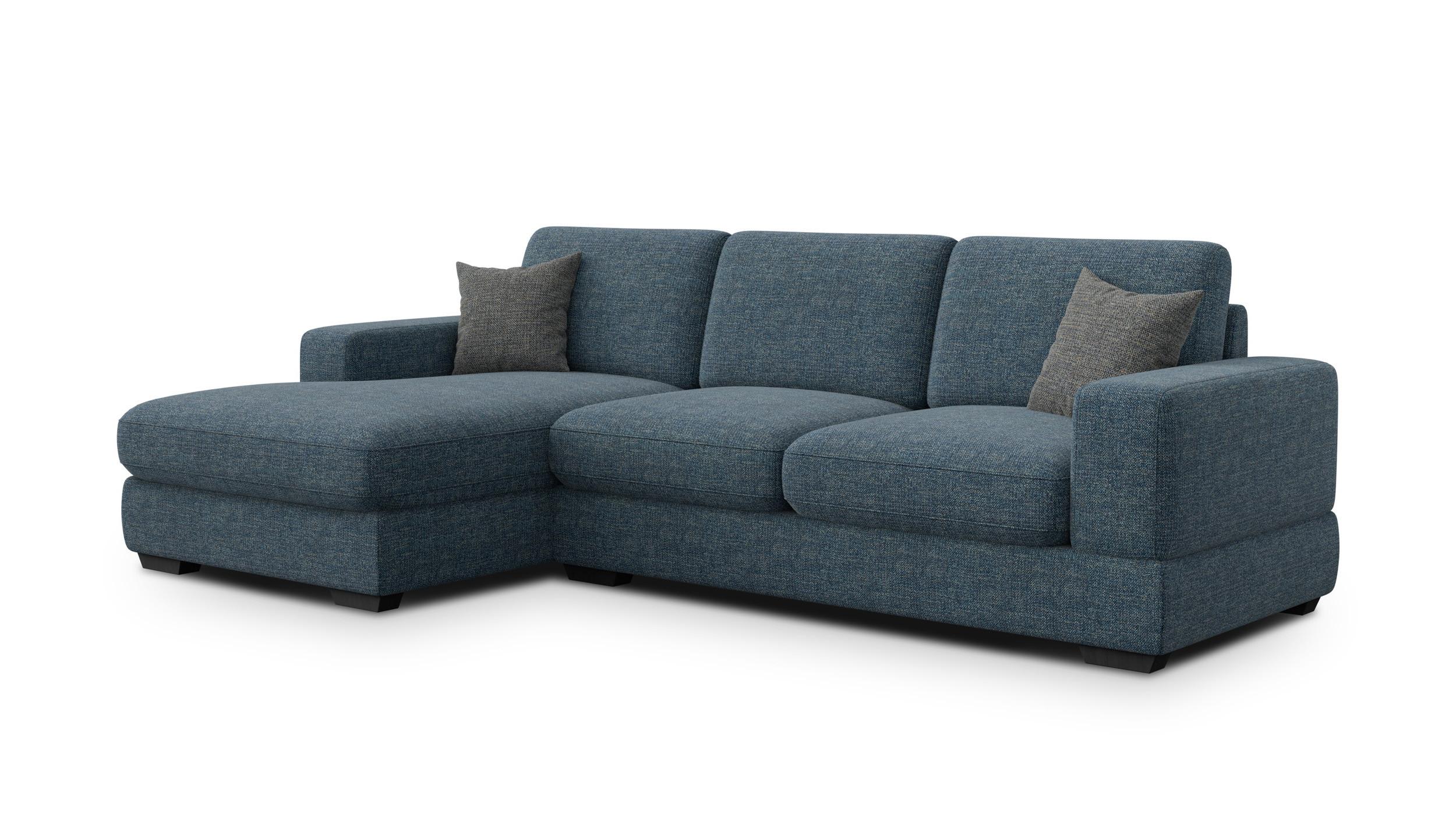 ECKSOFA OTTO 4-Sitzer, marineblau - Blau/Schwarz, Holz/Textil (279/159cm) - Wozimo