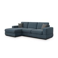 ECKSOFA OTTO 4-Sitzer, marineblau - Blau/Schwarz, Holz/Textil (279/159cm) - Wozimo