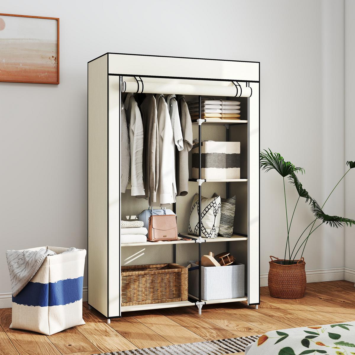 KLEIDERSCHRANK, Stoffschrank, Creme - Creme, Metall (43/162.5/103cm) - HOMCOM